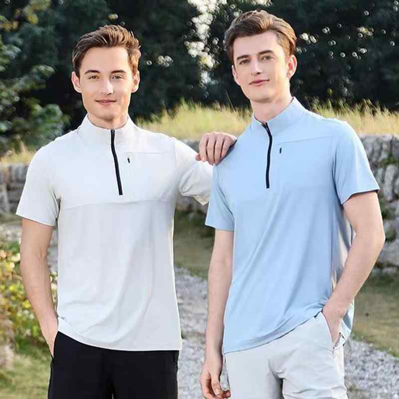 ・カテゴリ: Tシャツ・柄: 無地・対象: 成人男性・スタイル: 野球ユニフォーム風、スポーツカジュアル・ネックライン: スタンドカラー・袖丈: 半袖・素材: 麻混、ナイロン88%、ポリウレタン12%・用途: ランニング、フィットネス、スポーツ、サイクリング、ウィンタースポーツ、シューティング、武道、ダンス、球技、フィッシング・カラー展開: ライノグレー、スカイブルー、ブラック・サイズ展開: M、L、XL、2XL、3XL、4XL
