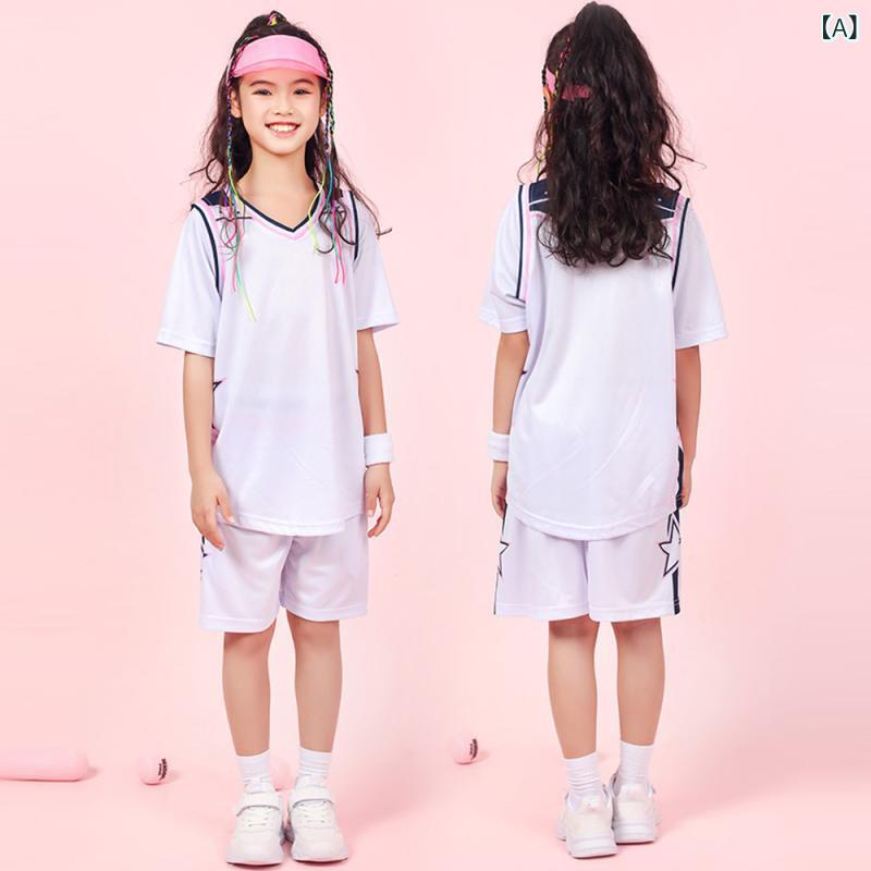 セキュアデポのセットアップ キッズ ジュニア 半袖 バスケットボール ウェア ユニフォーム レイヤード風 男の子 女の子 スポーツウェア トレーニングウェア 練習着 運動着 部活 通気性 吸汗速乾｜アングル2