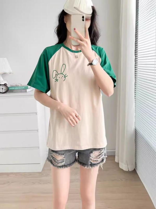 ・カテゴリ: Tシャツ・スタイル: カジュアル・柄: 英字・ネックライン: クルーネック・袖丈: 半袖・着丈: ミディアム丈（65cm超80cm以下）・主な素材: 綿（95%以上）・袖型: レギュラースリーブ・カラー展開: グリーン、ネイビー・サイズ展開: L、XL、XXL、3XL・着用タイプ: プルオーバー・デザイン詳細: プリント・機能: 授乳口（サイドオープン式）