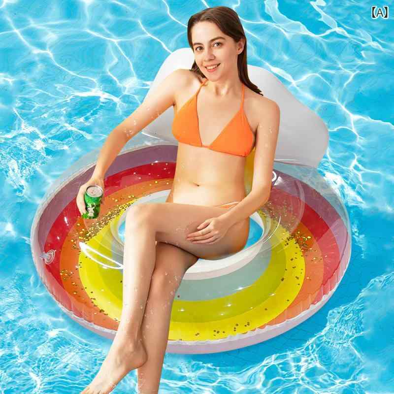 浮き輪 大人用 浮き具 プール 背もたれ付き ドリンクホルダー キラキラ ラメ レイ...
