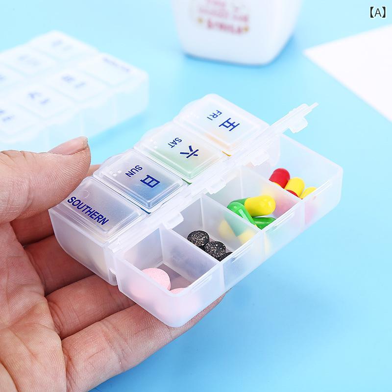 薬箱 携帯用 ミニ 7日間 薬ケース サプリメントケース 旅行 仕切り付き コンパクト...