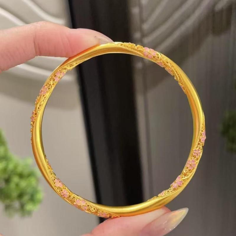 ブレスレット エナメル モビウス 蘭 花絲 古風 ゴールド エスニック アクセサリー 伝統工芸 クラシック アジアン エレガント ギフト 贈り物
