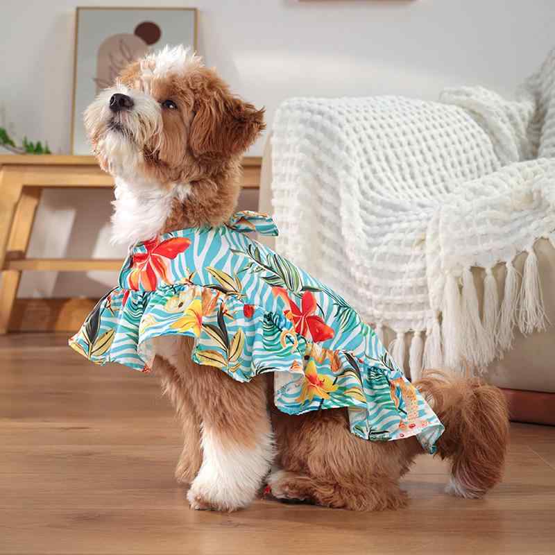 ペット服 犬服 春夏 ショール ワンピース アロハシャツ ハワイアン 薄手 ドッグウェア キャットウェア カジュアル リゾート