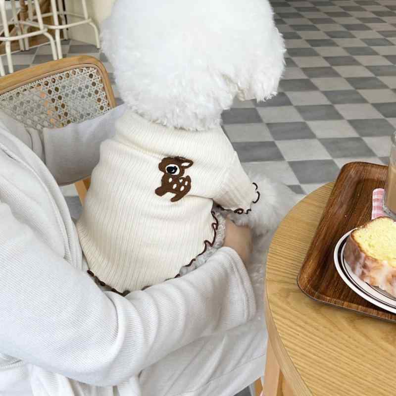 Tシャツ ペット用 猫 犬 春夏 パフスリーブ フリル 刺繍 かわいい カジュアル 小型犬 トイプードル ポメラニアン