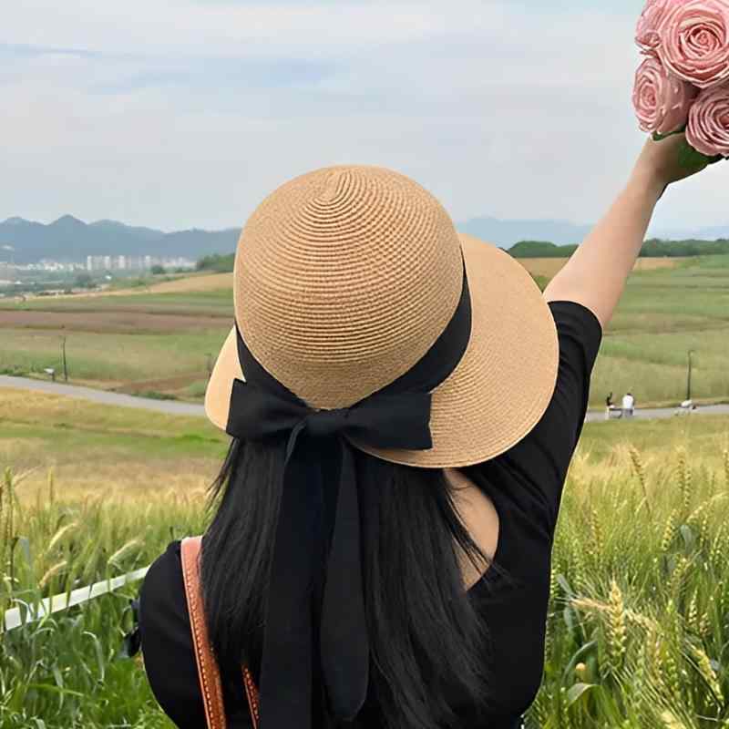 麦わら帽子 レディース 春夏 つば広 遮光 UVカット ストローハット リボン レースアップ 紫外線対策 日よけ帽子 海 ビーチ サマーハット 折りたたみ おしゃれ