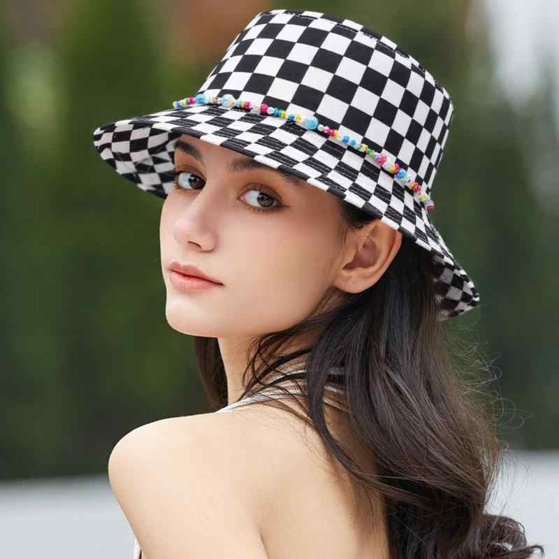 ・カテゴリ: 漁夫帽・帽子の形: 丸型・つばのスタイル: ワイドブリム・カラー展開: チェッカーボード・サイズ展開: フリーサイズ・機能: 防紫外線、日よけ・主な素材: 綿・スタイル: インスタ風、個性風・加工技術: プリント・デザイン要素: アニマル