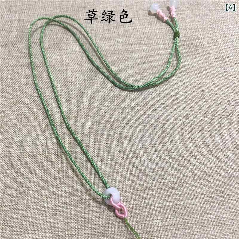 セキュアデポのネックレス 紐 レディース ハンドメイド 手編み パール 黄金 翡翠 蜜蝋 水晶 ペンダント用 アクセサリーパーツ アクセサリー DIY｜アングル2
