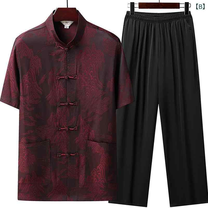 セットアップ メンズ 接触冷感 チャイナ服 半袖 シャツ パンツ 薄手 涼しい シニア 父の日 ギフト カジュアル 部屋着 ルームウェア ゆったり 夏 secure-depo-11648135 セキュアデポ サンプル画像3