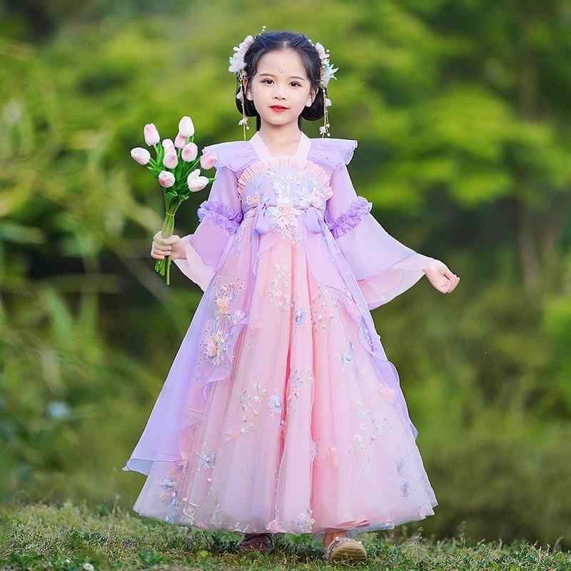 ・カテゴリ: 子供用民族衣装・スタイル: フェアリー風・柄: 花柄、刺繍・素材: 再生繊維、シフォン、ポリエステル・素材の含有量: 51%～70%・カラー展開: パープル、ピンク、パープルブルー、パープルピンク・サイズ展開: 110、120、130、140、150、160