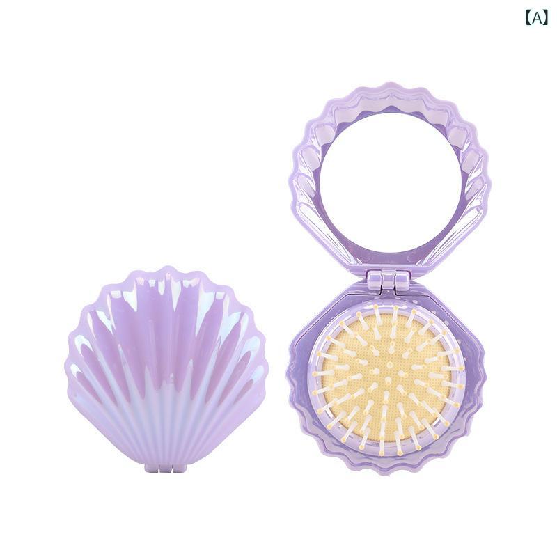 ヘアブラシ レディース クッションブラシ ミニ コンパクト 携帯用 ミラー付き かわいい キャンディーカラー 頭皮マッサージ さらさら くし 鏡付き 軽量 旅行用 美髪ケア secure-depo-11677360 セキュアデポ サンプル画像2