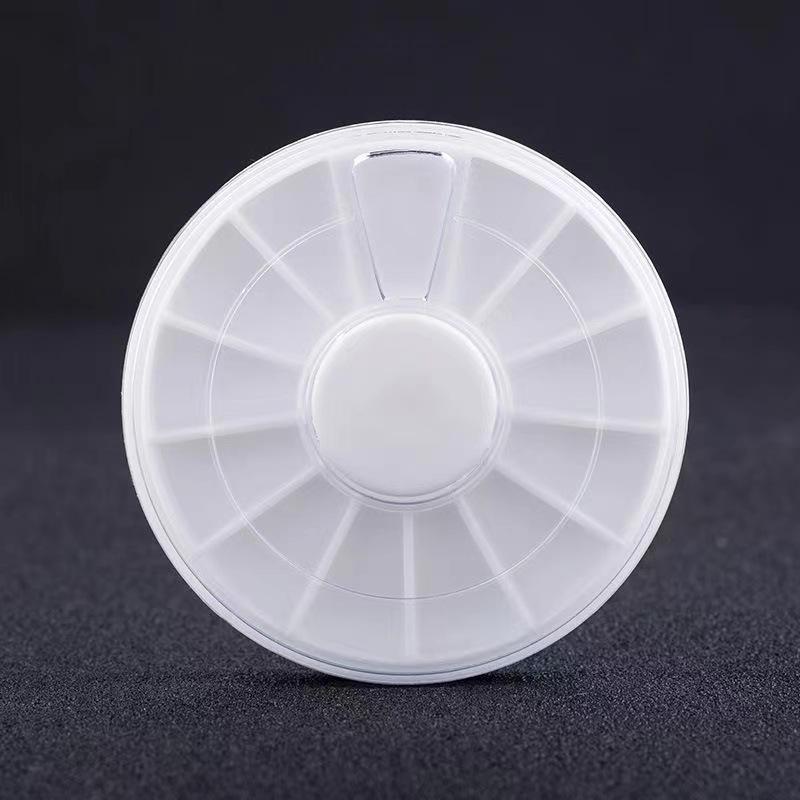収納ケース ネイルパーツ ケース 12分割 回転式 円形 ラウンド ネイルアート ラインストーン デコパーツ ビーズ 小分け 保管 携帯用 プラスチック ハンドメイド