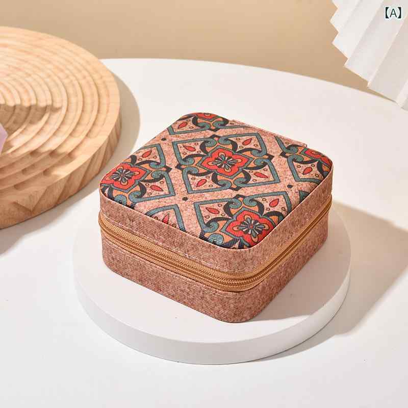 ジュエリーボックス レディース 携帯用 トラベル ファスナー式 アクセサリーケース 大容量 コンパクト 指輪 ネックレス ピアス イヤリング 収納 PUレザー 防塵 secure-depo-11692570 セキュアデポ パッケージ画像