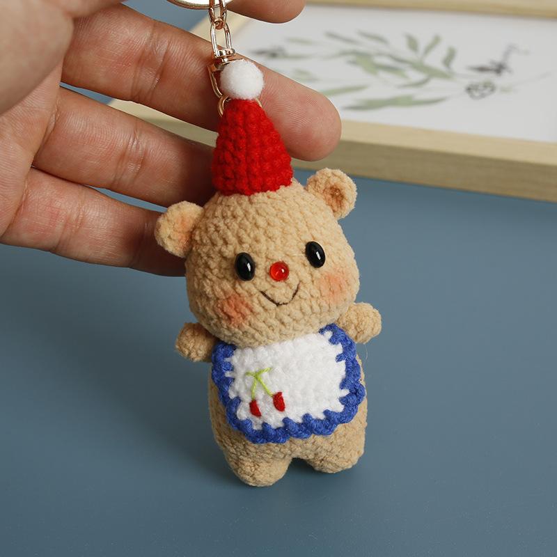 キーホルダー クリスマス クマ ぬいぐるみ 手編み かわいい サンタ帽子 バッグチャ...