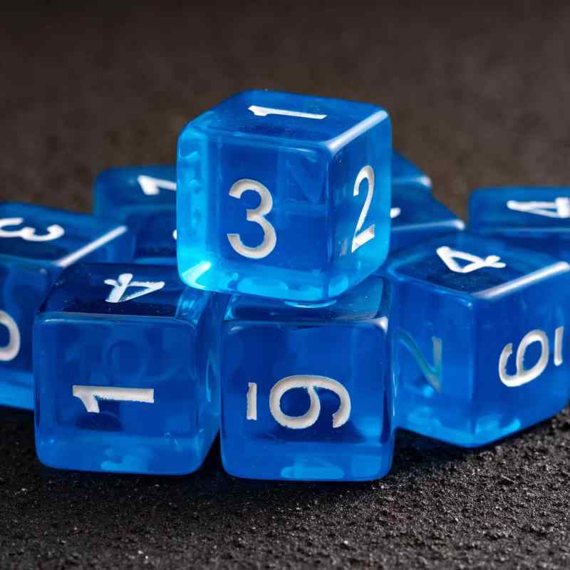 サイコロ ダイス 6面 16mm アクリル製 六面体 クリアブルー 透明 数字 1から6 ボードゲーム カードゲーム テーブルトークRPG 卓上ゲーム TRPG マジックザギャザリング パーティー用