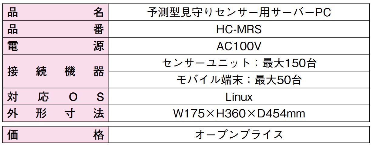【HC-MRS】 予測型見守りセンサー用サーバーユニット TAKEX 竹中エンジニアリング