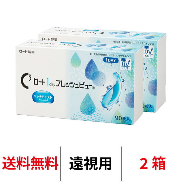 Rakuten - 【6/3 23:59マデ クーポン配布中】送料無料[2箱][遠視用]ロート ワンデーフレッシュビューリッチモイスト 2箱セット 1箱90枚入り 1day 1日使い捨て ROHTO コンタクトレンズ ワンデー クリアレンズ BC8.6mm DIA14.2mm ロート製薬