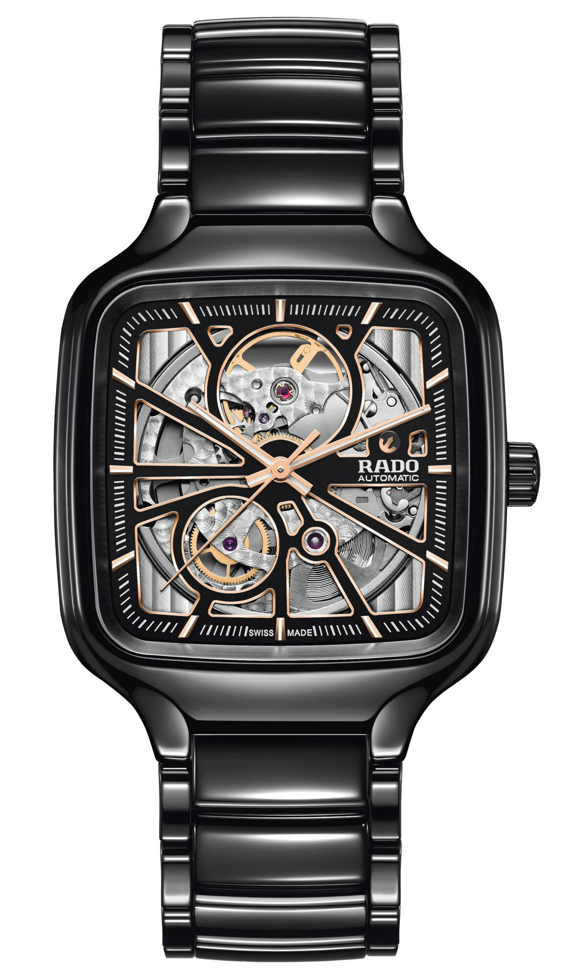 メンズ（ユニセックス）モデル即納 国内正規品【RADO】ラドー 【TRUE SQUARE AUTOMATIC OPEN HEART】トゥルー スクエアオ−トマティックオープンハ－トR27086162