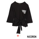 ウエストマーク tシャツ NiCORON ニコロン 藤田ニコル トップス 可愛い ビッグシルエット ティーシャツ ゆったり カットソー 変形 おしゃれ かわいい ロゴ カジュアル 無地 半袖 ゆるt リボン 送料無料