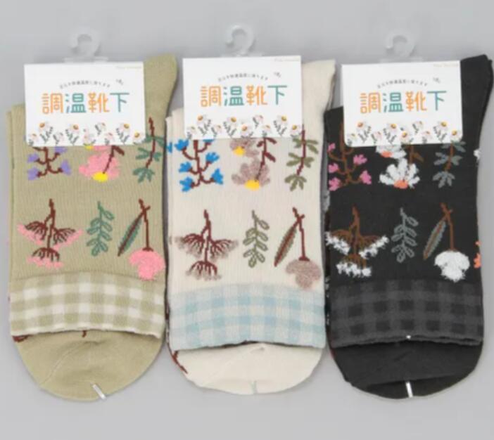 Natural Collectionクルー丈ソックス ・3足セット（ハーブ＆フラワー）【1セットのみ、クロネコゆうパ..