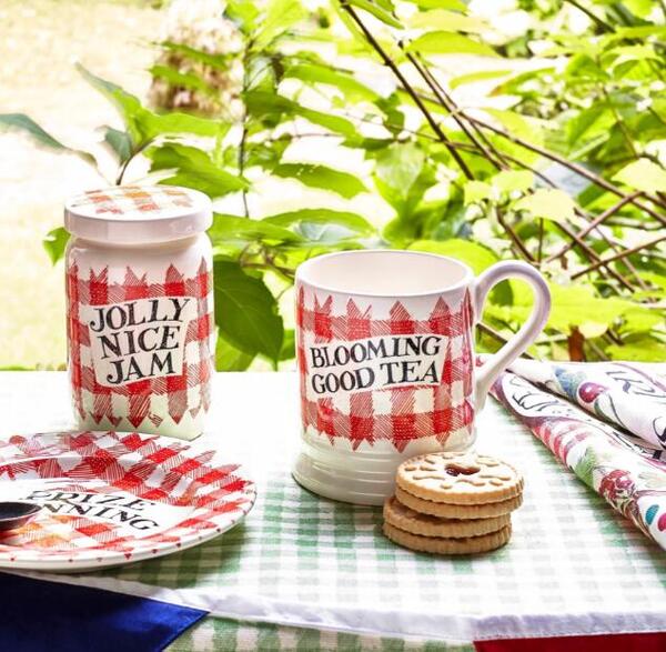 エマブリッジウォーターEmma Bridgewater マグカップ Red Gingham Blooming Good Tea 1/2 Pint Mug 英国