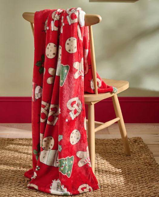 【イギリス直輸入】クリスマスThrowスロー・毛布・ブランケット（レッド）120×150cm