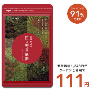 3月25日よりクーポンで111円★匠の野草酵素(約1ヶ月分)ダイエット サプリ送料無料 サプリ サプリメント 酵素 野草酵素 健康食品 野菜不足 乳酸菌 ビタミンC 葉酸 ビタミンB うこん 田七人参 イチョウ はと麦 高麗人参 マカ