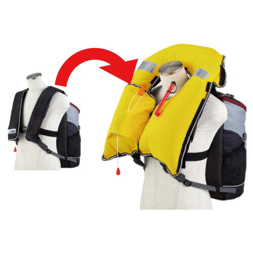 ツナガード リュック一体型ライフジャケット A1R　津波、水難事故対策用 適応年齢12歳以上 大人用　ヘルメット・ケミカルライト・防水ケース・ホイッスル/笛付き　防災用品　災害　送料無料　代引手数料無料