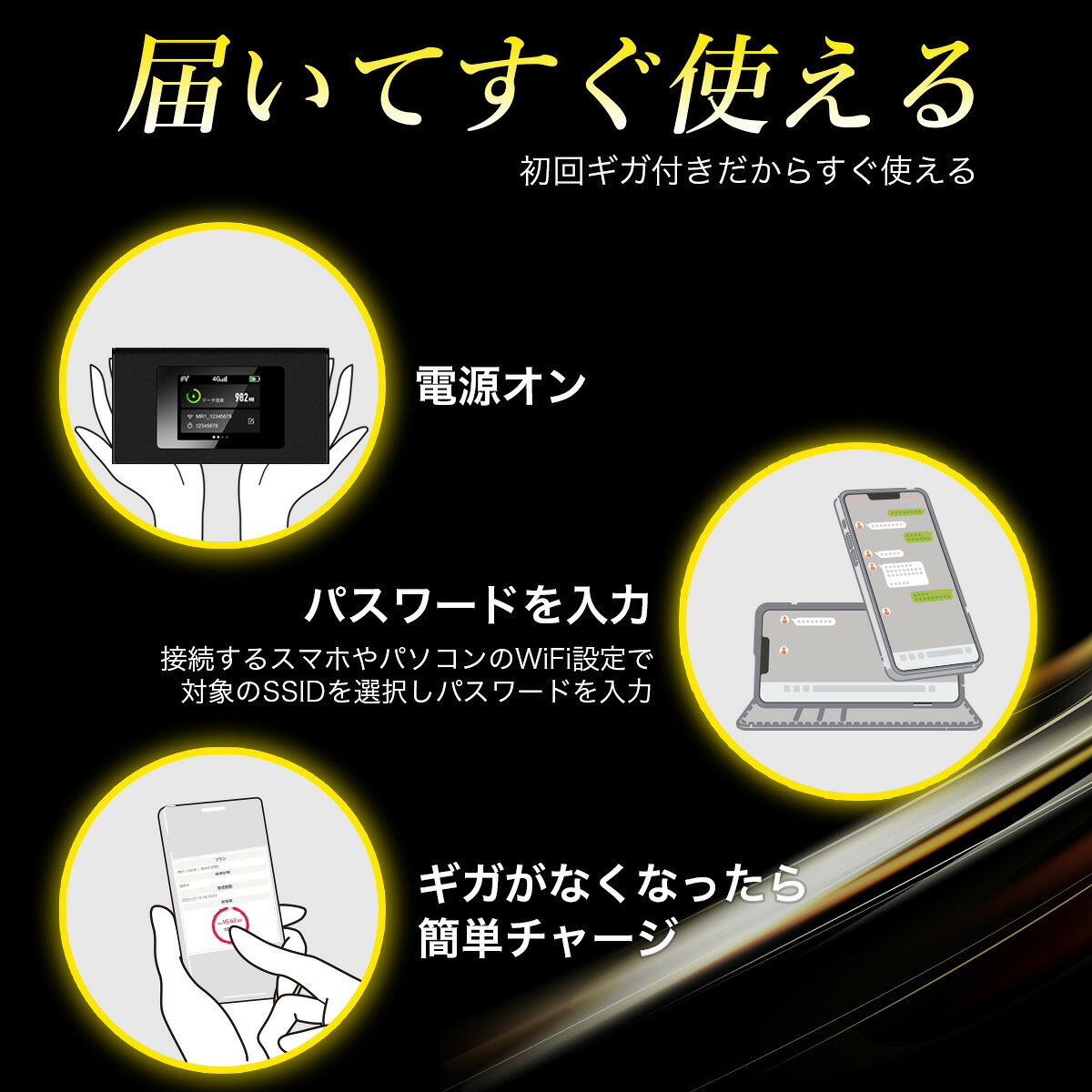 【CHEETAH WiFi】 MR1 チーターワイファイ ギガ付 WiFi ポケット 買い切り型ポケット 買い切りリチャージ 契約不要 月額不要 Wi-Fi携帯用 Wi-Fi車用 国内 海外 モバイルルーター 車載 持ち運び 買い切り ギガ付き ワイハイ プリペイド SIMフリー リチャージ アウトレット 商品画像3
