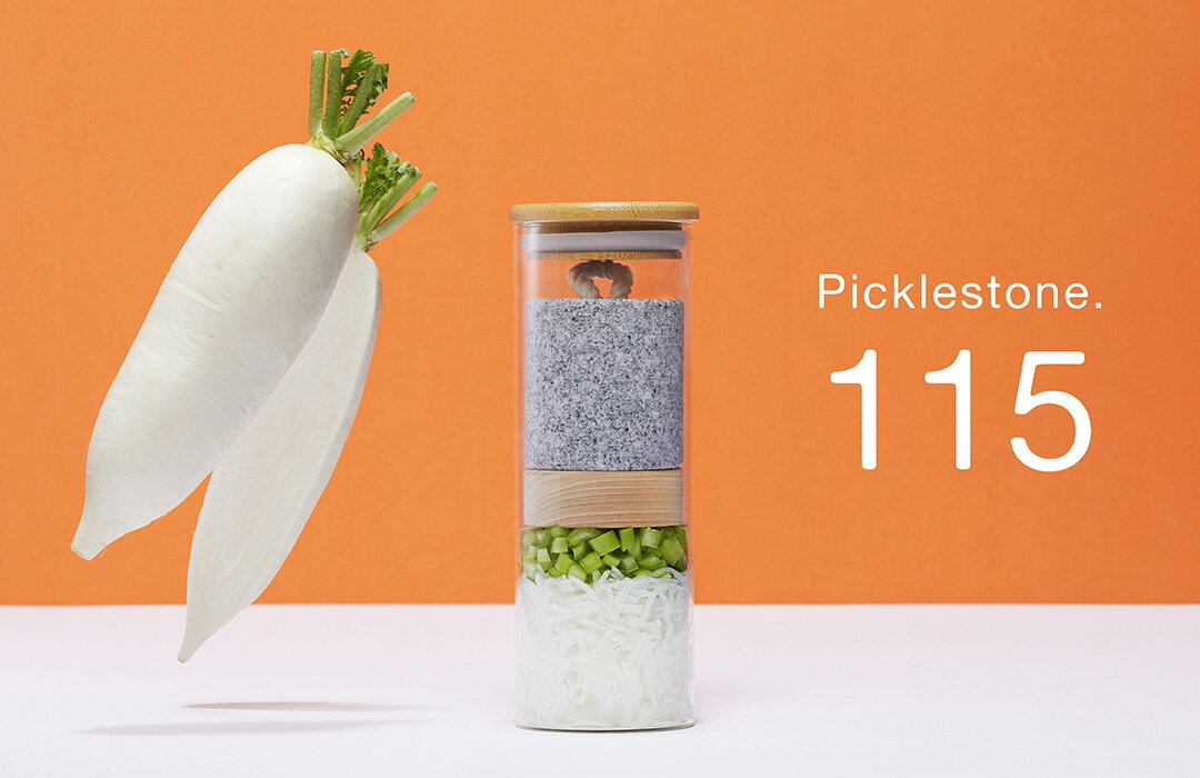 Picklestone115 次世代漬物石 ガラス製ポット ご家庭で気軽にお漬物 食材を入れて塩を振るだけ 冷蔵庫のポケットにぴったり 合同会社NUTMEG おうち時間 在宅
