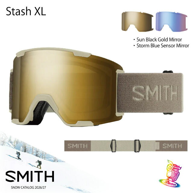 メーカー希望小売価格はメーカーカタログに基づいて掲載しています SMITH/STASH XL 大人気モデルSquad XLの全ての機能をアップデートさせたStash XL。 レンズ幅をワイドにして元々広かったSquad XLの視界を拡大。ラージサイズらしい存在感も強化。 改良されたResponsive Fitがフィット性をアップさせ、小顔の方でもしっかりと収まる新バランスに。 Stash XL専用フェイスフォームがOTG（眼鏡対応） を実現し、ユーザーの幅を拡大。 加えてレンズ交換システムも改良され、どんなコンディションでも即対応可能に。 視界・サイズ感・フィット・眼鏡対応・操作性、すべてを進化させたStash XLが、Squad XLの伝説を塗り替える。 ReNUカラーは、再生素材・自然由来素材・無染色素材を生産工程に取り入れ、環境への配慮とサステナビリティを重視してデザインされたカラーバリエーションです。 Our Largest Cylindrical Lens Squad XL からレンズ幅を6.4％拡大。 元々広かったSquad XLの視界を拡大。 ラージサイズらしい存在感も強化。 ChromaPop™ Lens Technology レンズ交換をより簡単にするためレンズの形状を改良 クロマポップ プロ調光レンズを含む、すべてのクロマポッ プレンズで実現。 Responsive Fit Frame 伸縮性を高めたレスポンシブフィットがフィット感を向上。 Stash XL 専用の特殊フェイスフォームがOTGを実現。 配送について こちらの商品は送料無料です。 その他 在庫がなくなり次第、販売を中止させて頂く場合がございます。 画像の関係で実際のカラーと多少異なる場合がございます。 SMITH/スミス/26-27/GOGGLE/ゴーグル/スノーボード/スノボー/送料無料