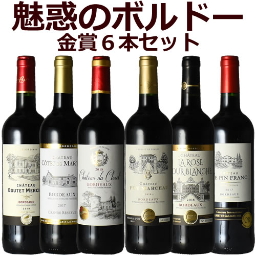 ボルドー　金賞赤ワイン　6本セット　【送料無料】　フランスワイン　各750ml　AOCボルドー