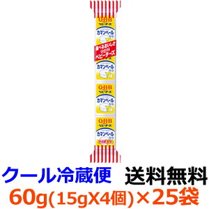 六甲バター　QBB　カマンベール入りベビー　60g（15g×4個） ×25袋　【送料無料】【冷蔵】「日本人好みのミルキー感」、「白カビ独特の芳醇な香り」、「やわらかい食感」等にこだわりました。カマンベール入りベビーチーズ。