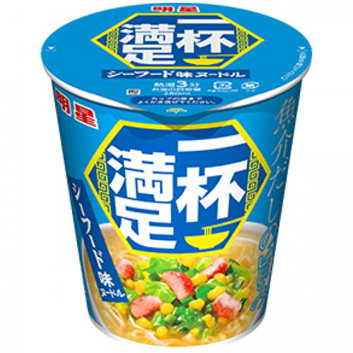 【全商品ポイント5倍 3/21(金)20:00〜3/27(木)1:59】明星食品 明星 一杯満足 シーフード味ヌードル61g(めん50g)×12個