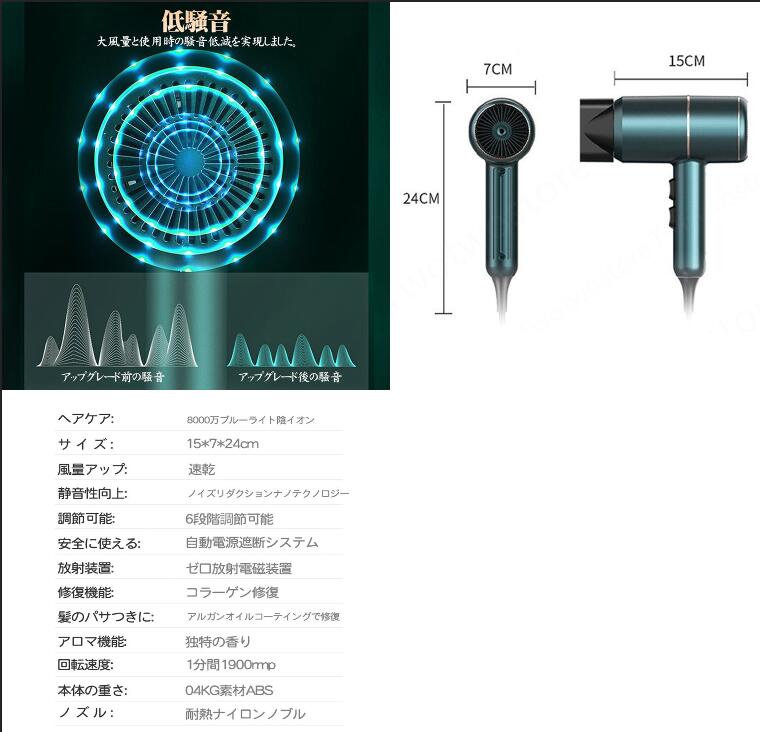 【訳あり】速乾風量温度調整可能マイナスイオンドライヤー恒温低騒音小型