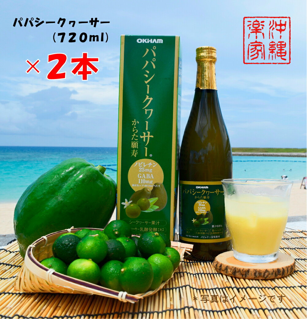 年末SALE開催中　パパシークワーサー 720ml 【送料無料】 2本 シークワーサー ジュース シークァーサー 果汁65％ ノビレチン 青パパイヤ GABA シークヮ—サー シークワーサージュース ギャバ シークワサー gaba 健康ドリンク 健康飲料 美味しい 野菜不足 贈り物