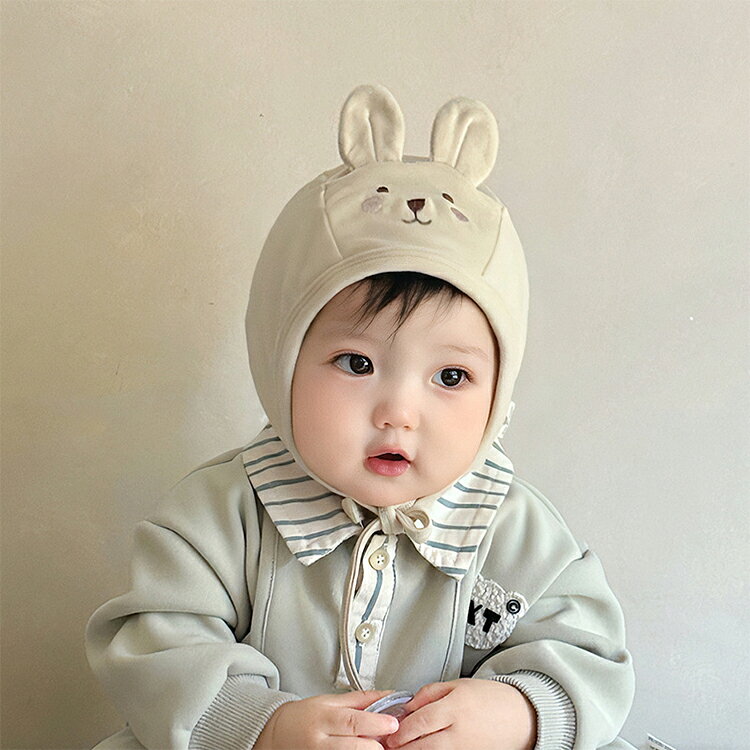 ベビー ボンネット うさぎ 帽子 女の子 男の子 ナチュラル シンプル 春秋 おしゃれ かわいい 韓国 新生児 幼児 出産祝い 柔らかい 綿 出産準備 0歳 1歳 赤ちゃん ハット キャップ ギフト プレゼント 約35-45cm 3