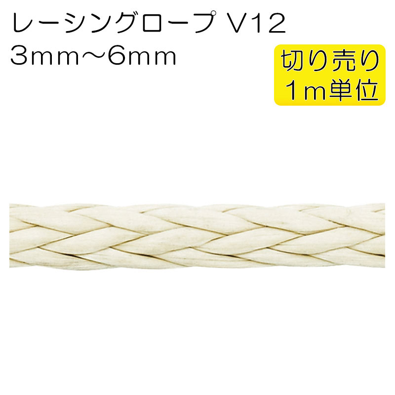 【30日までエントリーでP10倍!】 ヨット用ロープ レーシングロープ V12 3mm〜6mm | 1m単位 切り売り ベ..