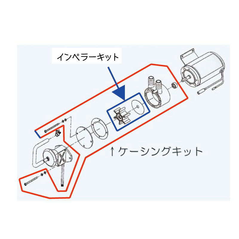 工進 オートマチックビルジポンプ用 部品 ケーシングキット 029800306 BK-12 交換 インペラ メンテナンス リペア 補修 ビルジポンプ BK-12/24