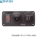 ★今月は5倍!★BLUE SEA ブルーシー 12V&USB ソケットパネル 4363 | 防水アクセサリーパネル 15A ソケット 2.1A デュアル USB 充電器 DCパネル サーキットブレーカー スイッチパネル