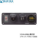 ★ポイント5倍★BLUE SEA ブルーシー 12V＆USB ソケットパネル 4366 防水アクセサリパネル サーキットブレーカー ソケット デュアル USB 充電器 ミニ電圧計