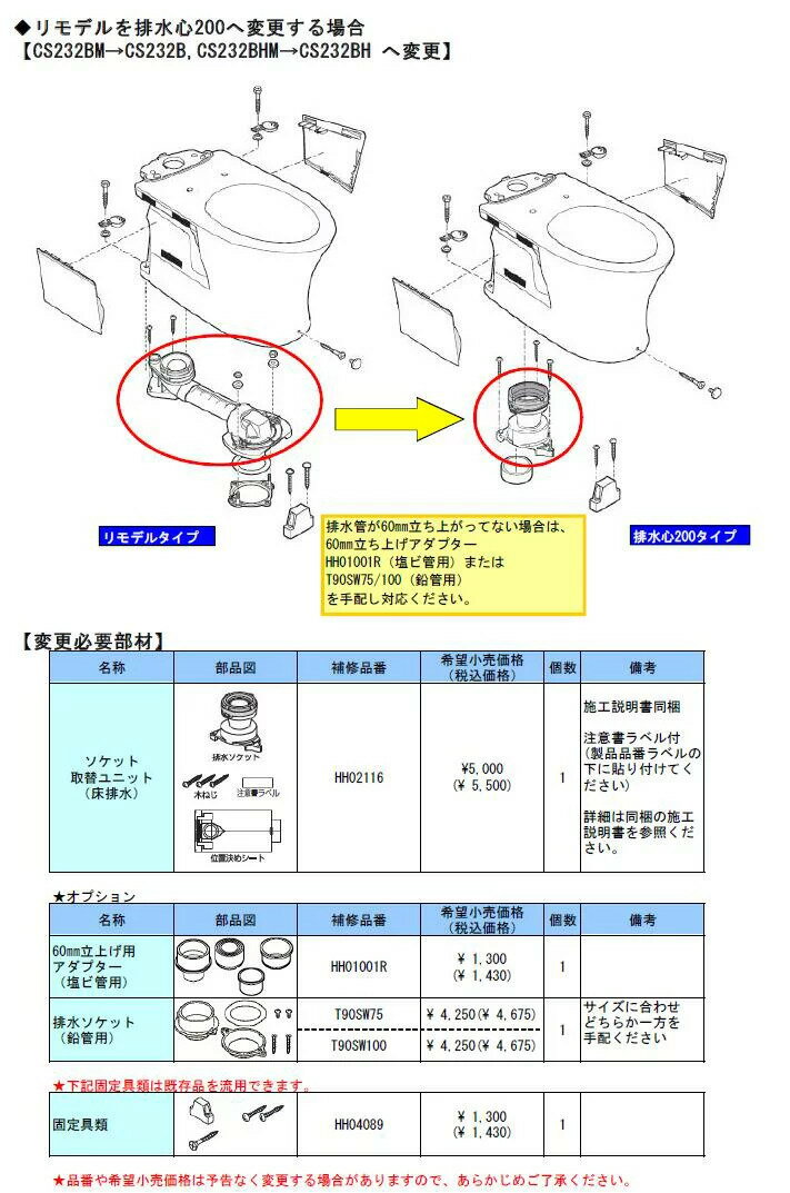 【在庫あります！！】TOTO ソケット取替ユニット（床排水）HH02116R