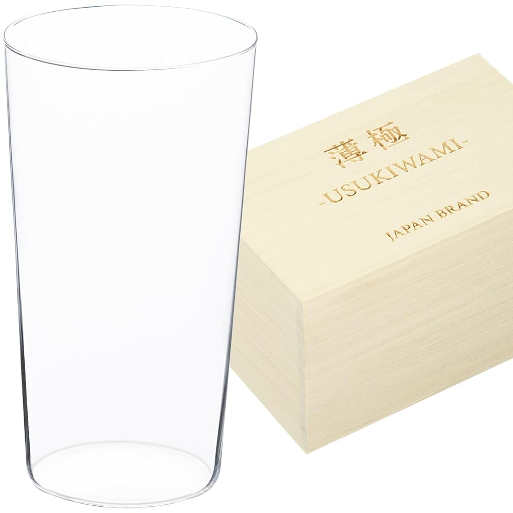 SEIDO 薄口グラス 薄いグラス 薄極 うすきわみ ハイボールグラス ビールグラス タンブラー 割れにくい 食洗器対応 日本製桐箱付き (440ml)