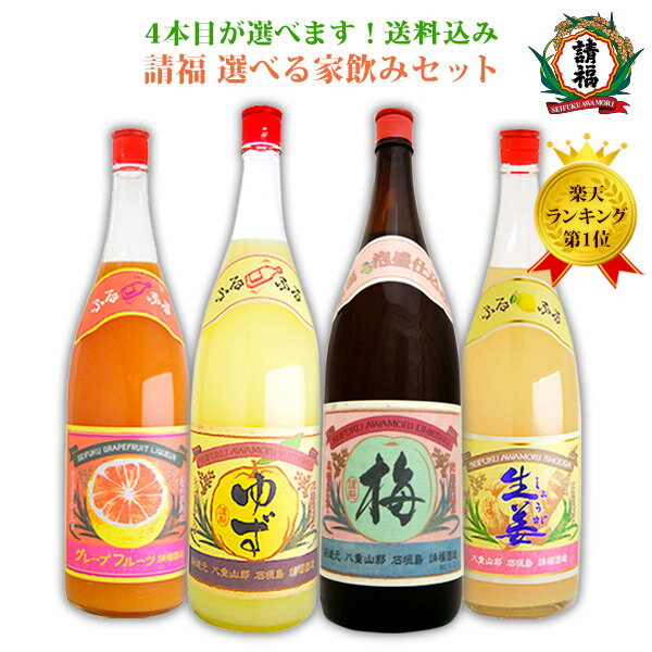 送料込み リキュール 梅酒 ゆず 生姜 グレープフルーツ　飲みくらべ 1升 1800ml 4本セット ...