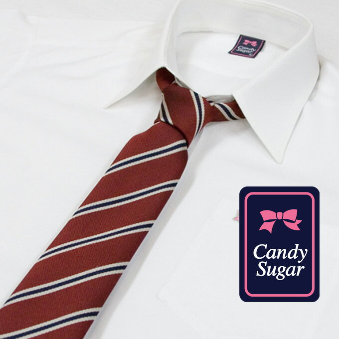 ネクタイ 制服 レディース スクール 日本製 E1 CandySugar(キャンディーシュガー)(スクール/ネクタイ/制服//女子/レディース/ブランド/人気/通学/中学生/高校生/学生/入学/卒業/日本製/ストライプ/レッド/メール便)(店頭受取対応商品)