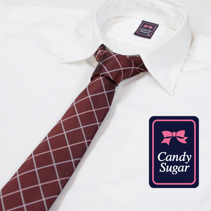 ネクタイ 制服 レディース スクール 日本製 格子 H2 CandySugar(キャンディーシュガー)(スクール/ネクタイ/制服//女子/レディース/ブランド/人気/通学/中学生/高校生/学生/入学/卒業/日本製/格子柄/レッド/メール便)(店頭受取対応商品)