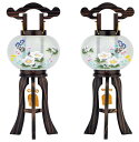 【送料無料】盆提灯 絹張華樹7号 一対入 芙蓉に桔梗 698F
