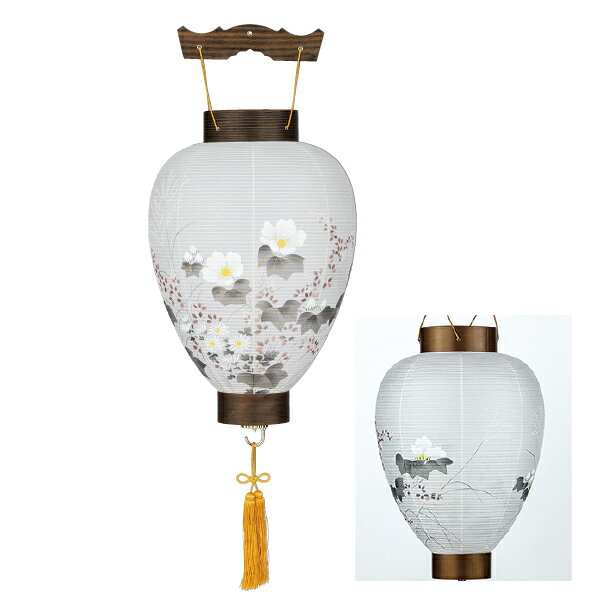 【送料無料】盆提灯　華樹　芙蓉に萩　11431