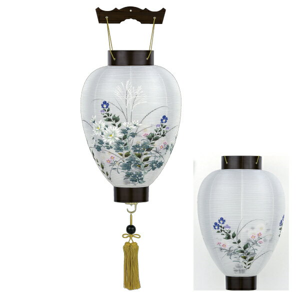 【送料無料】盆提灯　二重紫檀　大輪菊に撫子　13751A