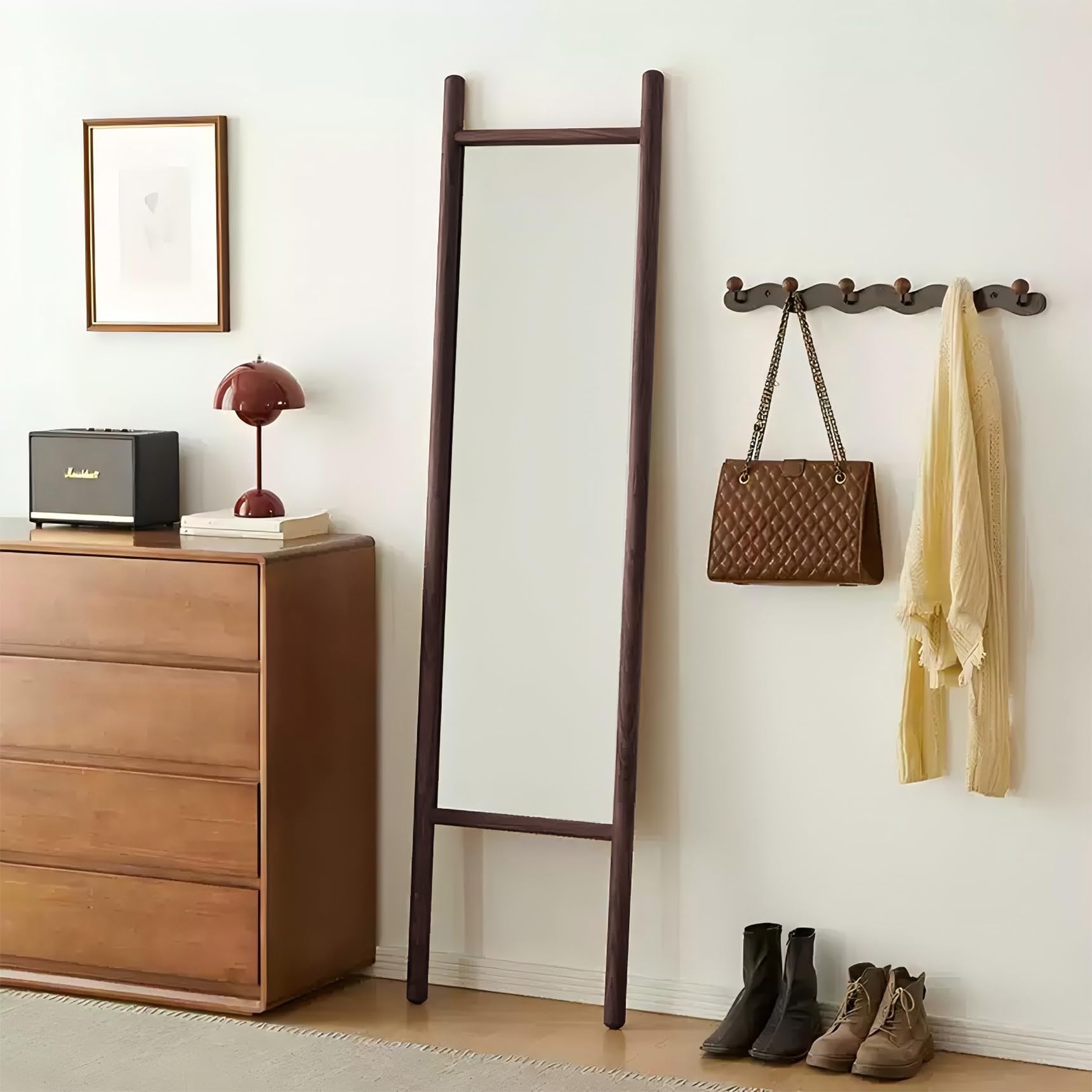 全身鏡 姿見鏡 スタンドミラー 強化ガラス 大型 壁掛け鏡 H形 全身ミラー 木製フレーム おしゃれ スタ..