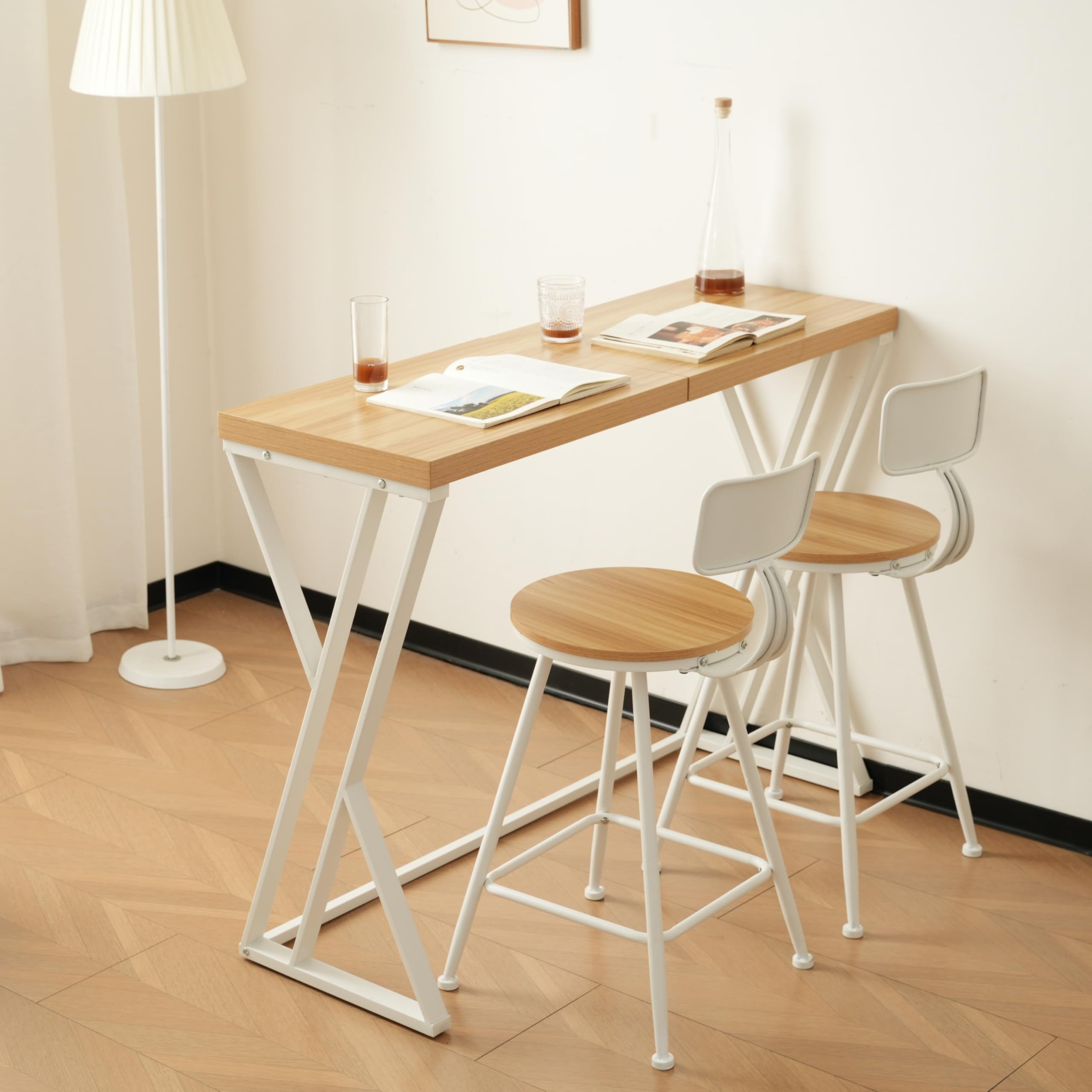 カウンターテーブル スツール 3点セット幅120×奥行き40×高さ90cm 2人 ハイテーブル 木製 カウンター 木製 モダン 北欧 シンプル ダイ